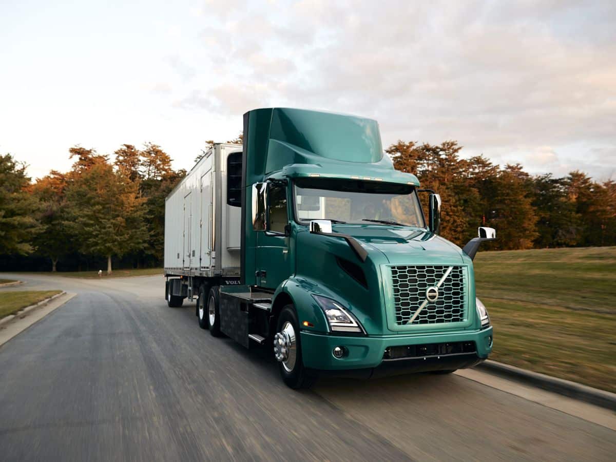 A large truck on the road before seeking a truck accident lawyer.