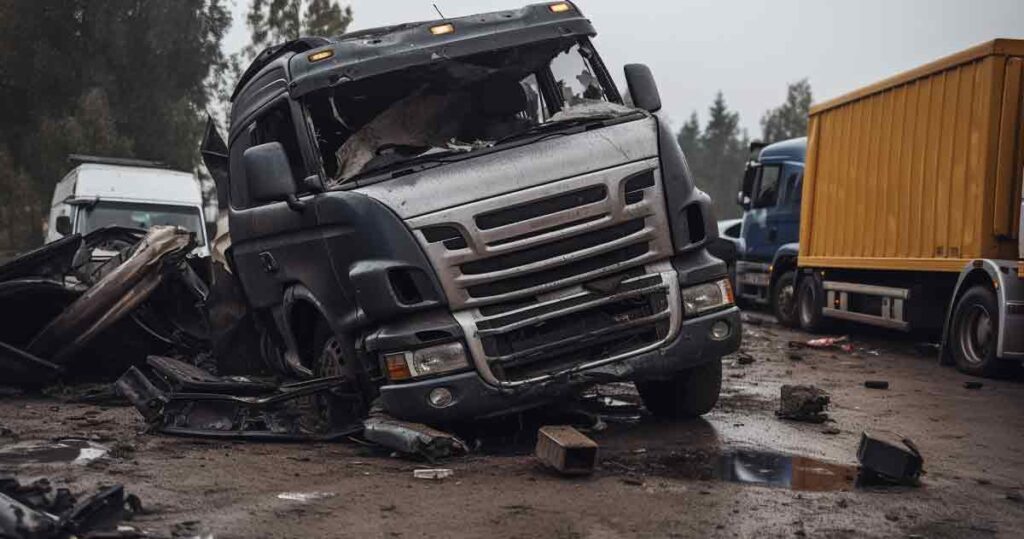 A truck after a serious accident.